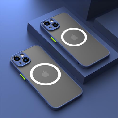 VFDHN Matte magnetische kabellose Ladehülle für iPhone 16 15 14 13 11 12 Pro Max Plus XS Max XR X, Blau, Für iPhone 15 von VFDHN