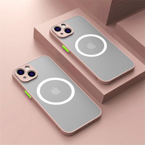 VFDHN Matte magnetische kabellose Ladehülle für iPhone 16 15 14 13 11 12 Pro Max Plus XS Max XR X, Pink, für iPhone 15 von VFDHN