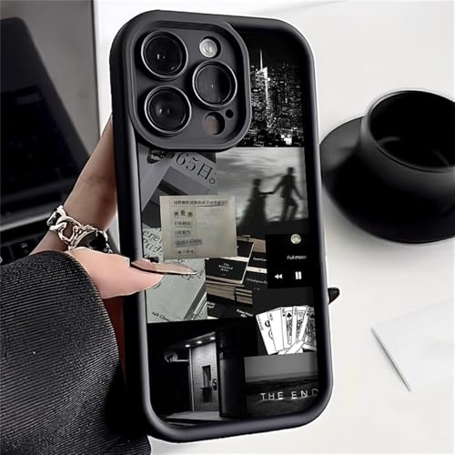 VFDHN Weiche Candy Liquid Silikon-Telefonhülle für iPhone 15 Pro Hülle für iPhone 13 11 16 Pro 12 14 Pro Max XR XS Stoßfeste Hülle, Schwarz DD40, Für iPhone 14 Pro von VFDHN