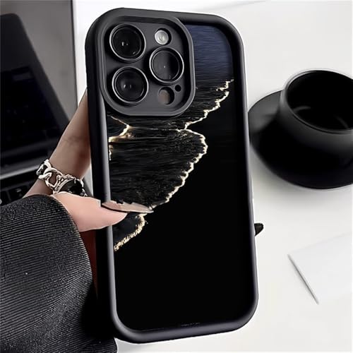 VFDHN Weiche Candy Liquid Silikon-Telefonhülle für iPhone 15 Pro Hülle für iPhone 13 11 16 Pro 12 14 Pro Max XR XS Stoßfeste Hülle, Schwarz DF30, Für iPhone 16Pro Max von VFDHN