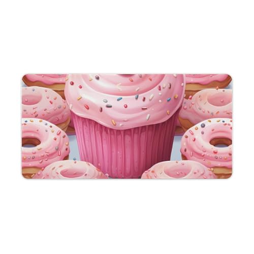 Großes Mauspad, erweitertes Gaming-Mauspad, rutschfeste Unterseite, wasserdichte Schreibtischunterlage mit genähten Kanten, Donut- und Cupcake-Mauspad, Tastaturmatte für Zuhause, Büro, 30,5 x 61 cm von VFMKT