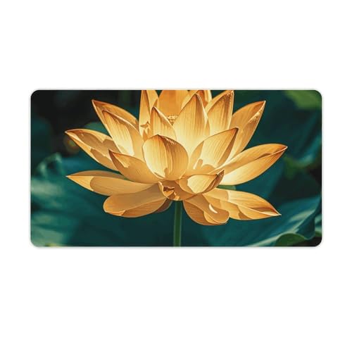 Mauspad Goldene Blumen Tastatur Pad Laptop Schreibtisch Pad Schreibtischmatte für Desktop Große Gaming Mauspad Büro Schreibtischschoner mit Anti-Rutsch-Gummibasis 75X40cm von VFMNT