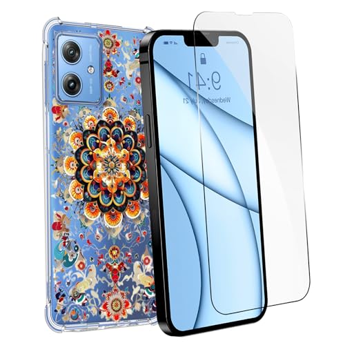 VGANA Hülle Kompatibel für Motorola Moto G85, Transparent Silikon Hülle Mandala Motiv Ultradünne Mode Weiche TPU Schutzhülle. Ätherische Essenz von VGANA