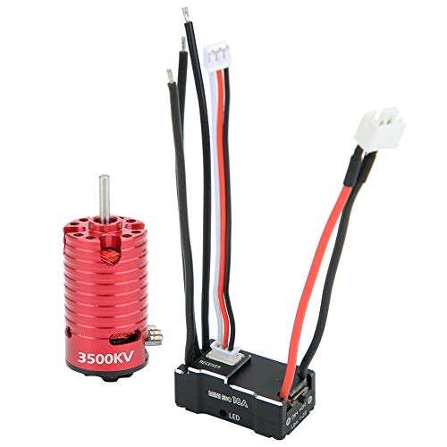 Bürstenloser Motor, 1410 Bürstenloser Motor 18A Schwarz ESC RC Ersatzzubehör Ersatzteil (Rot 3500KV) von VGEBY