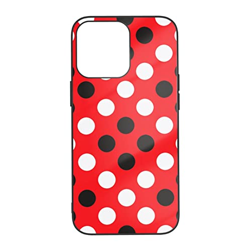 Rot Weiß Polka Dot Gedruckt Handyhülle für iPhone 14 Pro Max Hülle 6,7 Zoll Gehärtetes Glas Stoßfest Schutzhülle Handyhülle von VGFJHNDF