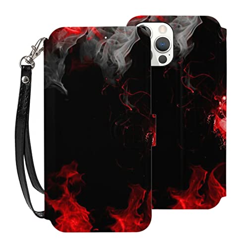 Schutzhülle für iPhone 12/iPhone 12 Pro/iPhone 12 Mini/iPhone 12 Pro Max, Brieftaschen-Schutzhülle mit Kartenfächern, PU-Leder, Rot / Schwarz / Weiß von VGFJHNDF