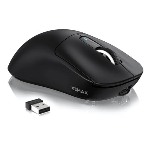 VGN GAMEPOWER x Attack Shark X3MAX PAW3950 Kabellose Gaming-Maus Superlight, 42000DPI, 49g Ultraleicht Mouse, Optical Schalter, 2.4G/BT/Kabelgebunden, Bis zu 200 Std. Akku, G502, PC/Mac, Schwarz von VGN GAMEPOWER