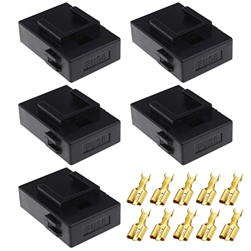 VGOL 5-teilig Flachstecksicherung Set Standard Flachsicherungshalter mit Kappe Abdeckung & Anschluss Wasserdicht für 4-6mm² Kabel 12/24V Car Marine Auto von VGOL