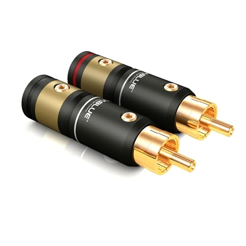 VIABLUE T6S Cinchstecker XL/RCA XL * 24 Karat echtvergoldet * Vollmetallgehäuse* high-end Steckverbindung * 2 Paar (4 Stück) von VIABLUE