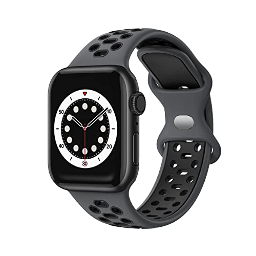 VIGTMO Kompatibel für Apple Watch Band 44 mm 42 mm 45 mm, Ersatzarmband kompatibel mit iWatch Series 7 (45 mm) SE Series 6/5/4 (44 mm) Series 3/2/1 (42 mm) Dunkelschwarz von VIGTMO