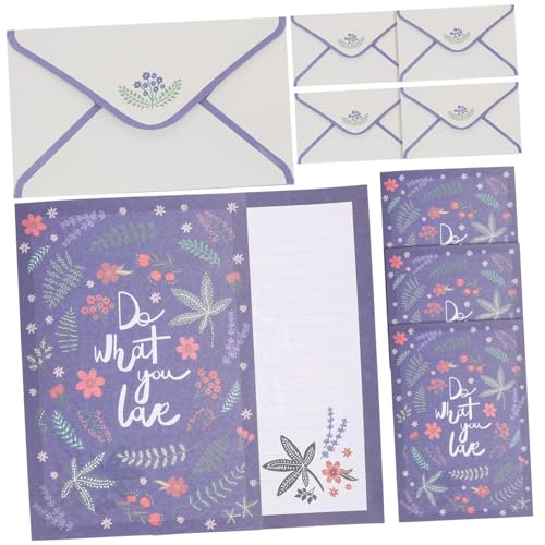 VILLCASE 10 Sätze Wunderschönes Blumen-briefpapier-set Retro-briefpapiere Briefpapier Umhüllen Briefumschlag Aus Briefpapier Jahrgang Stationär Briefpapier-umschlag-kit Partyzubehör Violett von VILLCASE