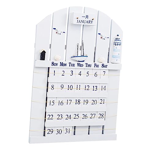 VILLCASE 1Stk Wandkalender die Büroeinrichtung Kalender für die Inneneinrichtung büro dekoration office decoration dekoringe Ewiger Kalender aus Holz Kalender im mediterranen Stil MDF Weiß von VILLCASE