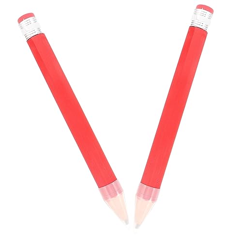 VILLCASE 2St großer Holzbleistift schreibkladde big kugelschreiber pastel pens buntstifte wasservermalbar Bulk-Buntstifte Bleistift mit Radiergummi Zeichenstift großer Bleistift Bambus rot von VILLCASE