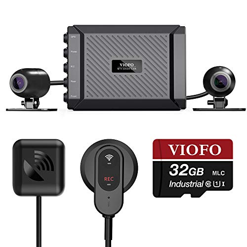 VIOFO MT1 Motorrad Dashcam vorne und hinten 1080P Dual Channel wasserdichte Motorradkamera 170 Grad Winkel, integriertes WiFi, GPS, G-Sensor, Auto On/Off, 32 GB SD-Karte im Lieferumfang enthalten von VIOFO