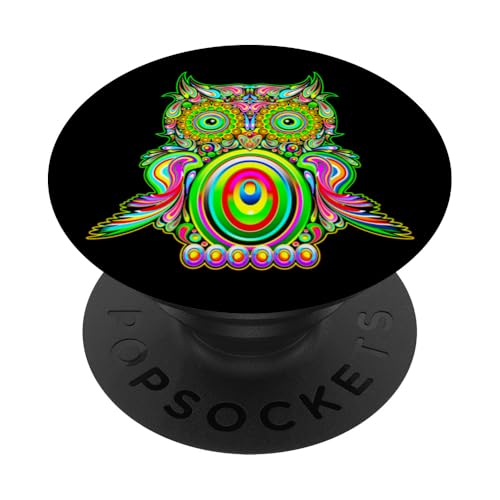 Ayahuasca Schamane – bunte, mystische, weise Regenwald-Eule PopSockets Klebender PopGrip von VISIT OUR AYAHUASCA STORE HERE