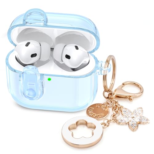 VISOOM Schutzhülle mit Schloss für Damen, transparent, kompatibel mit niedlichen Apple-Airpods-Pro-2-Hüllen für Damen, TPU, transparent, weiche iPod-Pro-2-Ohrhörer-Hülle, glitzernder Schlüsselanhänger von VISOOM