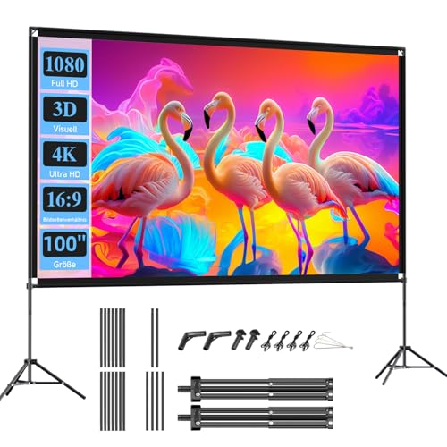 VISULAPEX 100” Leinwand Beamer mit Stativ, 16:9 4K HD Projektor Leinwand Tragbar, Faltbare Beamer leinwand mit Tragetasch für Heimkino Gartenkino Theater Nächte VISULAPEX 100” Leinwand Beamer mit Stativ, 16:9 4K HD Projektor Leinwand Tragbar, Faltbare Beamer leinwand mit Tragetasch für Heimkino Gartenkino Theater Nächte von VISULAPEX