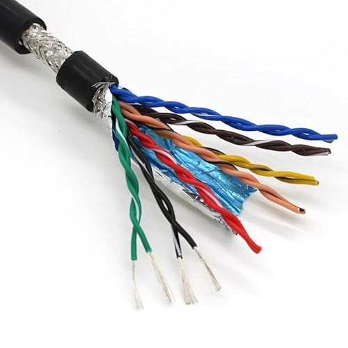 VNYRVZA 20 22 18 26 24AWG 5 Meter Twisted-Pair-abgeschirmtes Kabel 2 4 6 8 10 12-adriges PVC-Kommunikationssignal-Soft-Steuerkabel mit reinem Kupferkern(1 meters price,10 CORES_18 AWG 0.75MM) von VNYRVZA