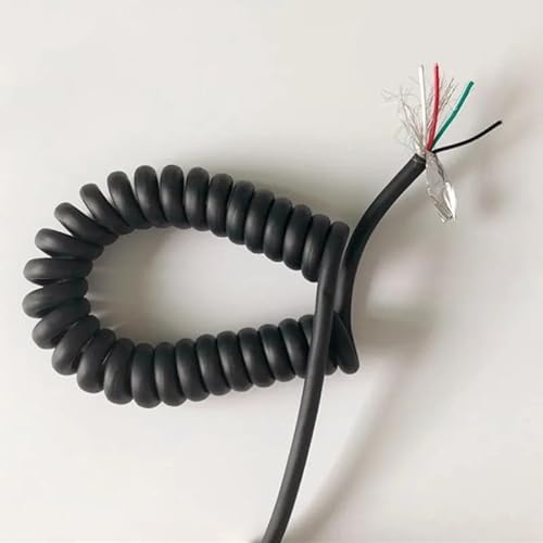 VNYRVZA Abgeschirmtes Kabel mit PUR-Federdraht, 4 Adern, 26 24 20 AWG, dehnbar, 1 2 3 4 5 6 3 7 8 9 10 11, 12 Meter, mattes Spiral-Teleskopkabel(Stretch 1 meter,4 cores 24 AWG) von VNYRVZA