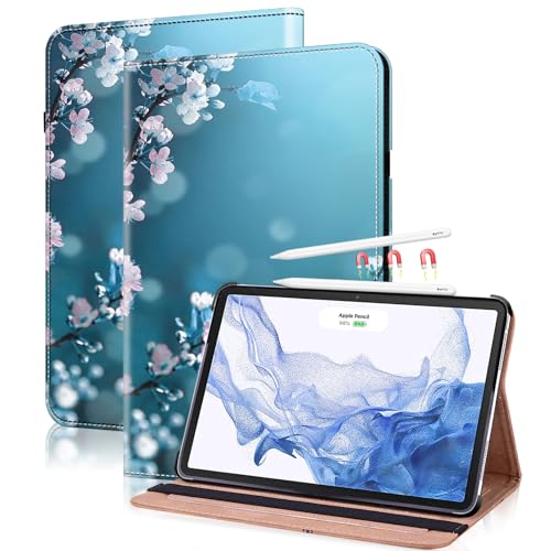 VODEFOX Schutzhülle für iPad Pro 13 Zoll 2024 (7. Generation), PU-Leder, schlanke Hülle mit Kartenschlitz, Schutzhülle für iPad Pro 13 Zoll Tablet 2024, Pflaumenblüte von VODEFOX