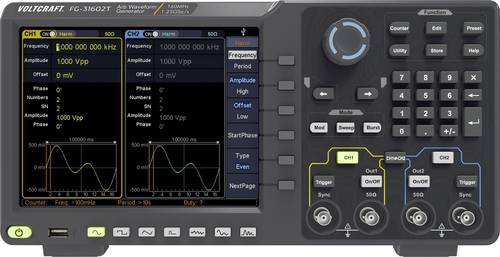 VOLTCRAFT FG-31602T Funktionsgenerator netzbetrieben 1 µHz - 160MHz 2-Kanal Arbiträr, Rauschen, Pu VOLTCRAFT FG-31602T Funktionsgenerator netzbetrieben 1 µHz - 160MHz 2-Kanal Arbiträr, Rauschen, Pu von VOLTCRAFT
