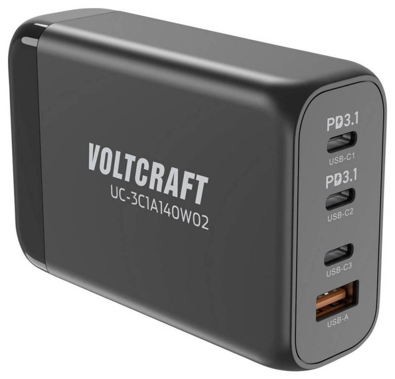 VOLTCRAFT USB-Ladestation GaN, 140 W, 3x USB-C®, 1x USB-A, USB-Ladegerät von VOLTCRAFT