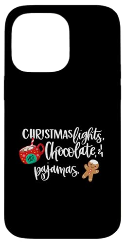 Hülle für iPhone 14 Pro Max Weihnachtsbeleuchtung, Schokolade und Pyjamas Lebkuchenmann von VON MERCH