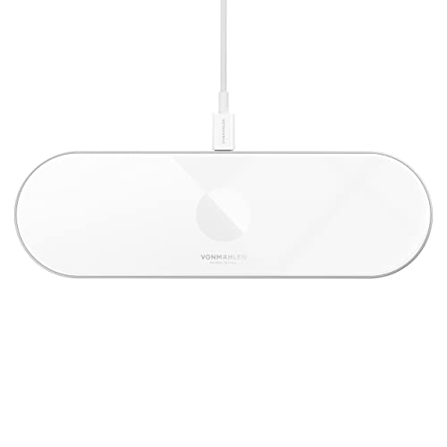 Vonmählen – Aura Home 3in1 kabellose Ladestation für induktives Laden bis 15 W – Wireless Charging Station kompatibel mit iPhone, Airpods, Apple Watch & Allen Qi-fähigen Geräten (White) von VONMÄHLEN