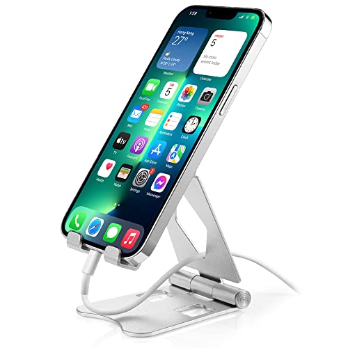 FadyDail Verstellbar Handy Ständer Tisch, Faltbarer Handy Halterung Aluminium Einstellbar Phone Halter für Schreibtisch Kompatibel mit iPhone 14 13 12 11 Pro Xs Xr X 8, HUAWEI, Xiaomi, Galaxy von VOVIGGOL