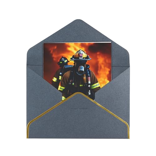 VPPUR Feuerwehrmann Feuerwehrmann Flamme Druck vielseitige trendige Designs 11,4 x 15,2 cm Grußkarte für alle Anlässe blanko Notizkarten von VPPUR