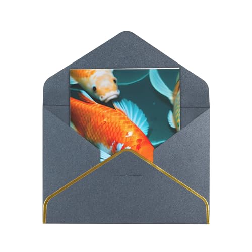 VPPUR Grußkarte mit japanischem Koi-Fisch, vielseitiges, trendiges Design, 11,4 x 15,2 cm, für alle Anlässe, blanko, Notizkarten von VPPUR