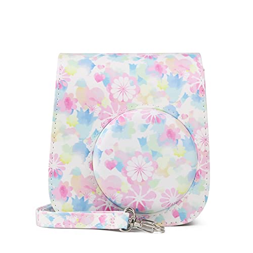 VPVEPHMKK Kameratasche Blume PU Leder Mini Film Kamera Umhängetasche Schutzhülle Schutzhülle Tasche Fit for Fujifilm Fit for Mini 11 9 8 Kamerataschen(B) von VPVEPHMKK