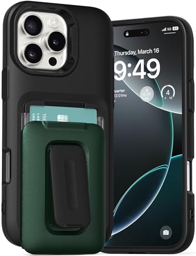 VRS DESIGN Orb Schutzhülle für iPhone 16 Pro Max (2024), Premium-Karten-Brieftaschen-Schutzhülle [3 Karten] Langlebige integrierte Standabdeckung, kompatibel mit iPhone 16 Pro Max (Metallic-Grün) von VRS Design