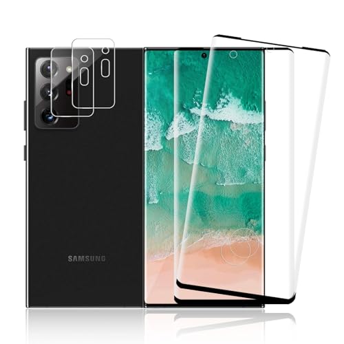 VSEER 2+2 Stück Schutzfolie für Panzerglas für Samsung Galaxy Note 20 Ultra 5G, Keine Luftblasen Ultra-Klar Kameraschutz für Samsung Note 20 Ultra Folie, 3D 9H Härte Schutzglas für Note 20 Ultra 5G von VSEER