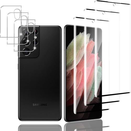 VSEER 2+2 Stück Schutzfolie für Panzerglas für Samsung Galaxy S21 Ultra 5G, 3D Runde Kante Frei von Kratzern Folie für Galaxy S21 Ultra 5G, 9H Härte HD-Klar Anti-Bläschen S21 Ultra Displayschutzfolie von VSEER