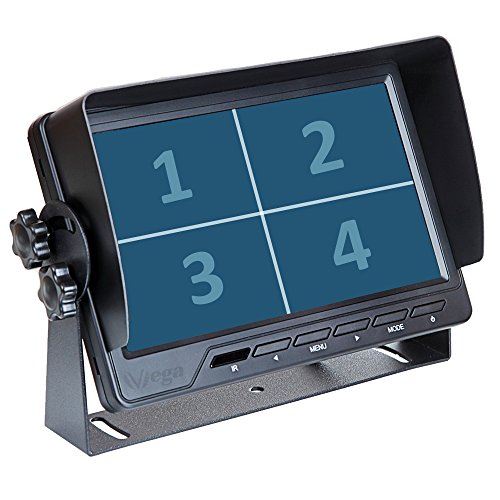 VSG24 13162 – 7“ Quad Transporter Rückfahrmonitor, Heavy Duty, Monitor inkl. Zubehör, e-Zulassung, TFT Display, 12-24 V von VSG