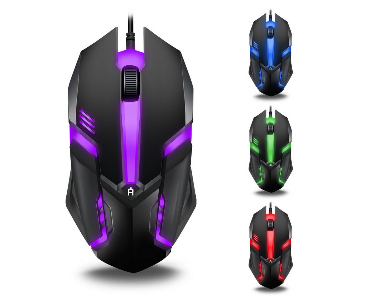 VSIUO Gaming Maus Optische USB Gamer Mouse 2400DPI Beleuchtet PC Computer Gaming-Maus (kabelgebunden, LED-Beleuchtung,Ergonomic,Kabelgebunden,mit LED Anzeige) von VSIUO