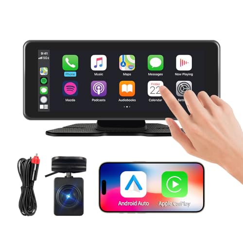 VSYSTO Wireless Carplay & Android Auto 6,86 Zoll Touchscreen Portable Dashcam Auto mit HD 1080P Rückfahrkamera, GPS Navigation/Airplay, WiFi für Sattelauflieger Van Tractor RV von VSYSTO