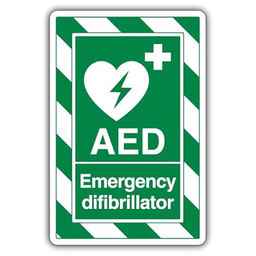 V Safety AED Emergency Defibrillator ExtraViz Sicherheitsschild, leuchtet im Dunkeln, 1 mm, Hartplastik, 250 x 350 mm von VSafety