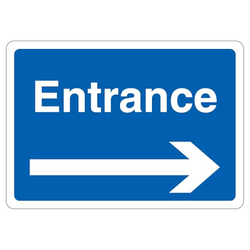 V Safety Entrance – Blauer Pfeil rechts, 210 x 297 mm (A4), 3 mm Aluminiumverbund-Sicherheitsschild von VSafety