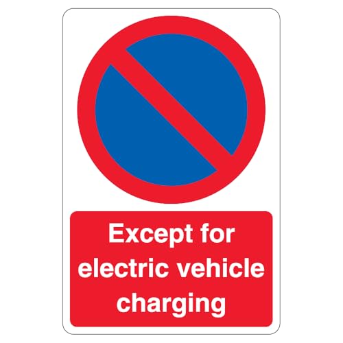 V Safety Except Electric Vehicle Charging - No Waiting 300 x 450 mm – 3 mm reflektierendes Aluminiumverbund-Sicherheitsschild von VSafety