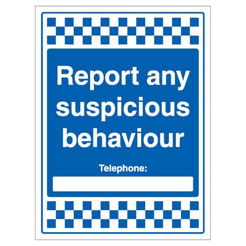 V Safety Report Any Suspicious Activity - Call 999 450 x 600 mm, selbstklebendes Vinyl-Sicherheitsschild von VSafety