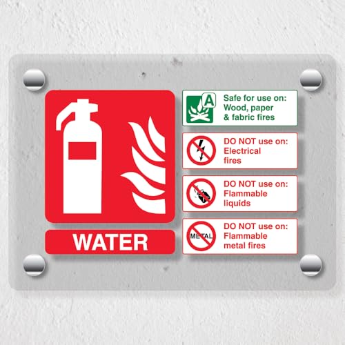 V Safety Water Fire Extinguisher – 150 x 100 mm – Acryl-Plexiglas gegossenes klares Sicherheitsschild von VSafety