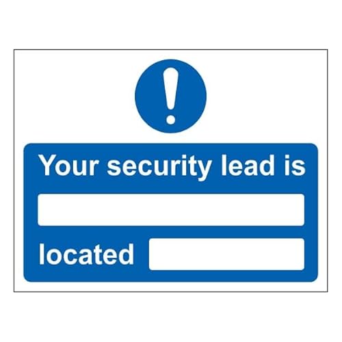 V Safety Your Security Lead Is Located Vinyl-Sicherheitsschild, leuchtet im Dunkeln, 300 x 200 mm von VSafety