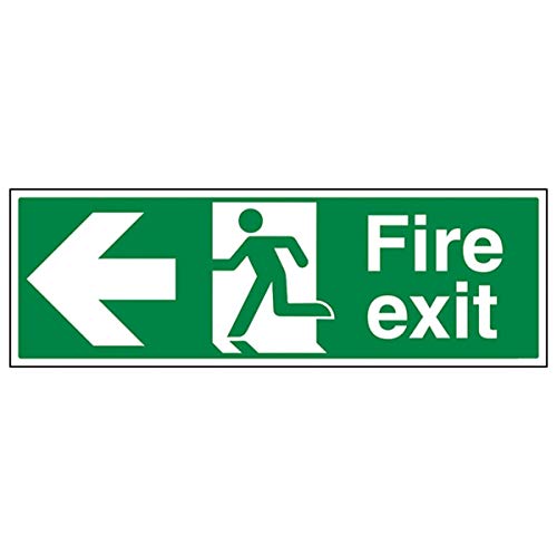 vsafety 14003 ax-s'FIRE EXIT Pfeil links' Zeichen, selbstklebendes Vinyl, Landschaft, 300 mm x 100 mm, grün von VSafety