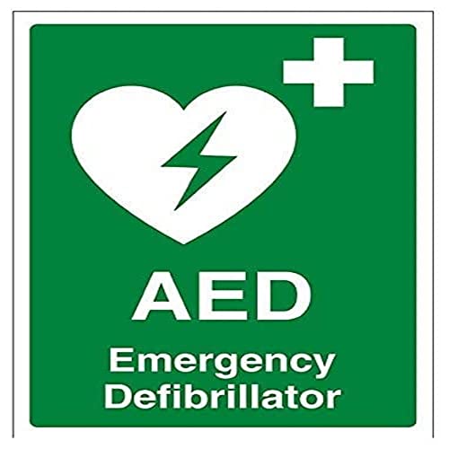 vsafety 31034 an-r "AED Notfall Defibrillator" Erste Hilfe Allgemeine Zeichen, starrer Kunststoff, Hochformat, 150 mm x 200 mm x 200 mm, grün von VSafety