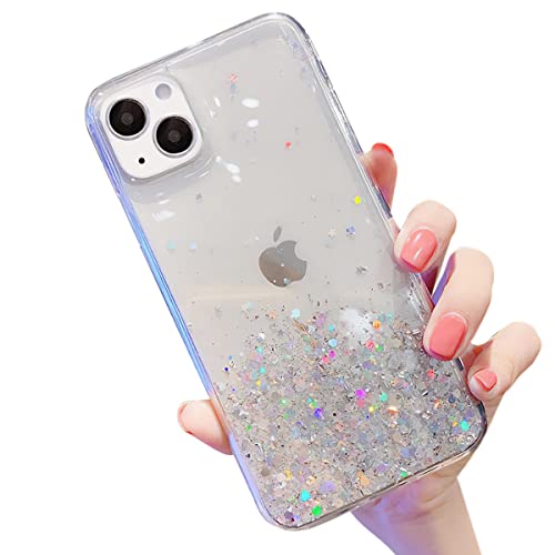 VUTR Glitzernde iPhone 14 Plus, iPhone 15 Plus Hülle 6.7-Zoll, stoßfestes Silikon Slim Glitzer Sterne Transparent Glänzend Bling für iPhone 14 Plus/15 Plus, Transparent von VUTR