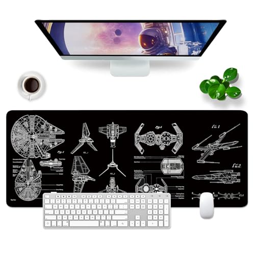 VYEUIAO Schwarz Gaming Mousepad (Englischer) Schreibtischunterlage 800x300mm XL Mousepad Design Großes Mauspad, Computer PC Professionelle Gamer Mousepad,Tastatur Pad von VYEUIAO