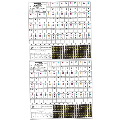 Vaguelly 2 Blätter Aufkleber Für Klavier Klaviertastatur-aufkleber Alphabet-aufkleber Klare Klavieraufkleber Aufkleber Für Elektronische Klaviere Zubehör Für Klavier Bunte Tastatur Pvc von Vaguelly