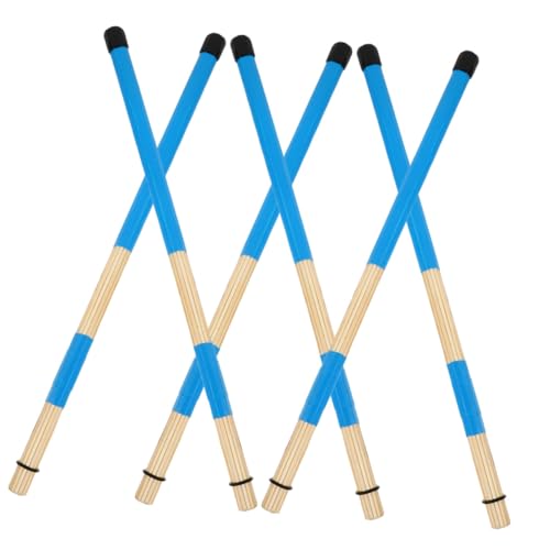 Vaguelly 3 Paare Drum-Pads Trommelstöcke Marschschlägel für große Trommeln Schlagzeug Schlaginstrumente percussion instrumente drumstick drumset Trommelbürste Percussion-Stick Bambus Blue von Vaguelly